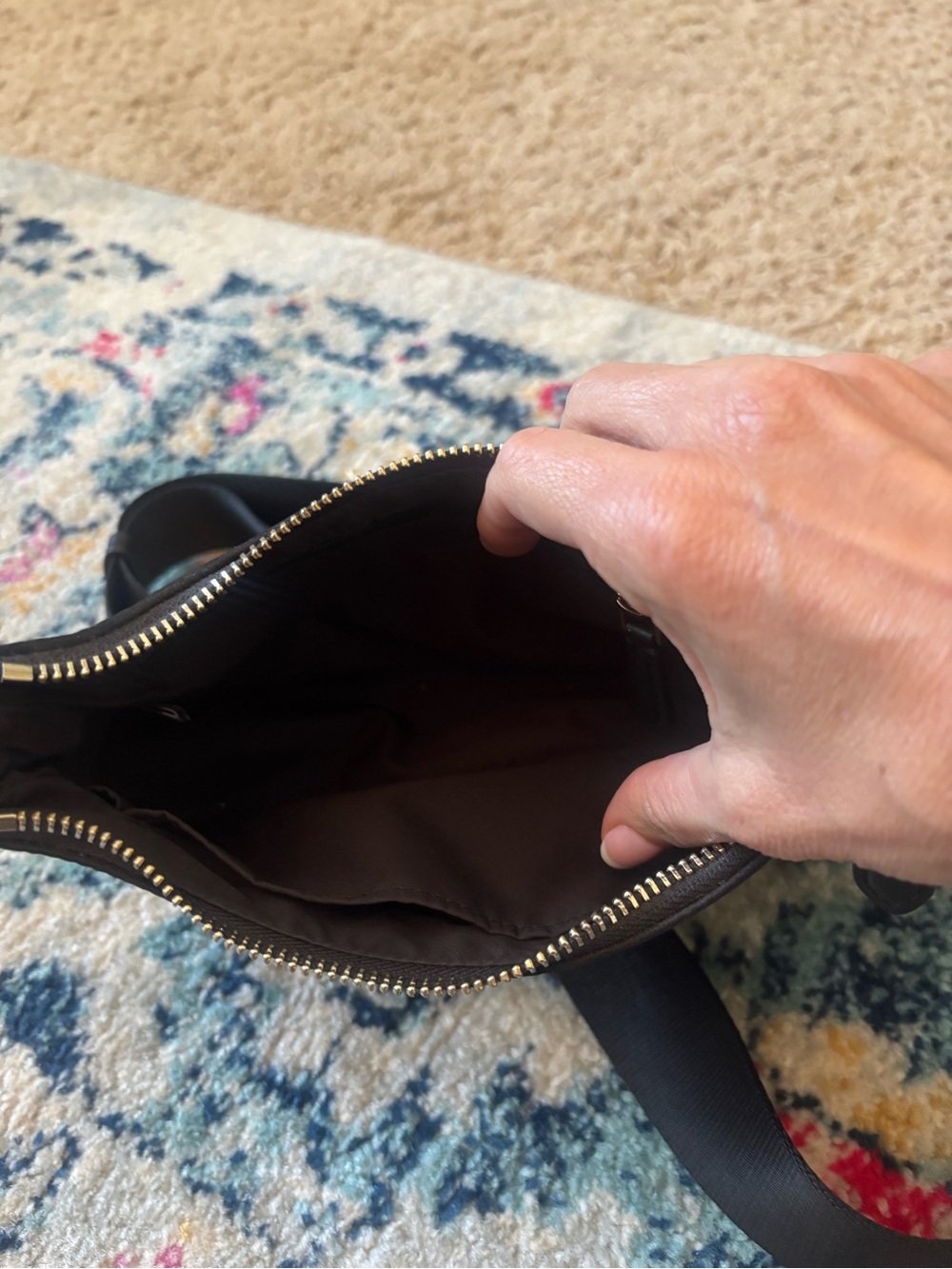 kate spade black nylon crossbody bag with gold hardware - Picture 2 of 3